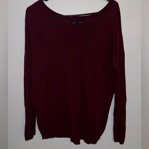 Women’s size small oversized maroon American Eagle sweatshirt V-neck